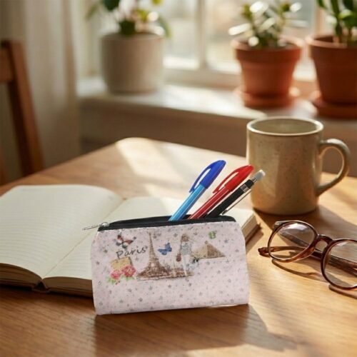 03_136a4bb7-53b7-4b8d-aa06-bdf34c062f42.jpg Small Paris Print Zipper Coin & Stationery Pouch (1 Pc)