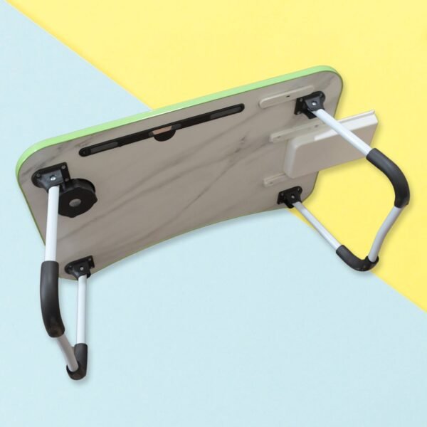 03_1471cf5e-355a-4785-8d85-3c0fff18969b.jpg MultiPurpose Study Table Foldable Portable Notebook Bed Lap Desk Tray Stand Reading Holder with Coffee Cup Slot, Drawer, Fan, USB Cable & Light for Breakfast, Reading & Movie Watching (1 Pc Mix Color)