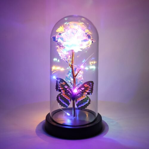 LED Light-Up Eternal Rose Butterfly in Transparent Dome (1 Pc / Battery not Included)