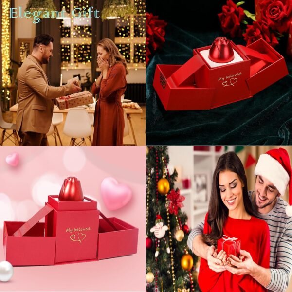 Christmas Gifts for Women Rose Ring Box Jewellery Box
