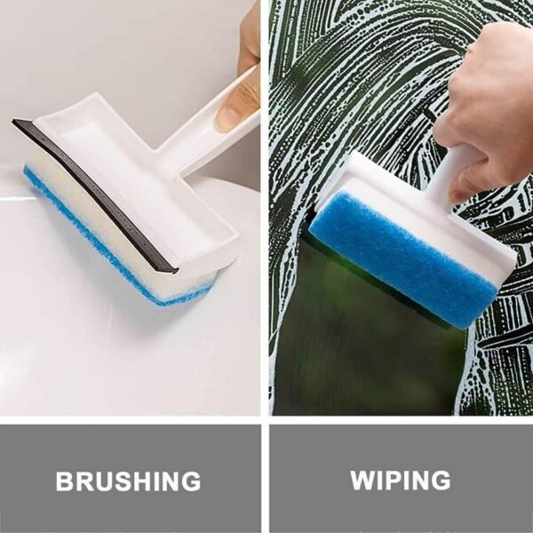 2-in-1 Glass Wiper & Brush – Double-Sided Cleaner for Mirrors, Tiles & Windows