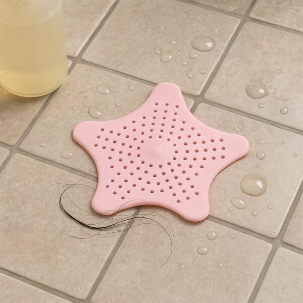 03_2077add7-c4ce-4146-8a47-963aff216586.jpg Baby Pink Silicone Star Shaped Sink Filter Bathroom Hair Catcher Drain Strainers