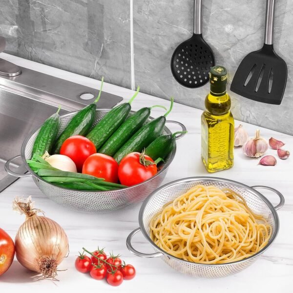 Stainless Steel Rice Vegetables Washing Bowl Strainer Collapsible Strainer.