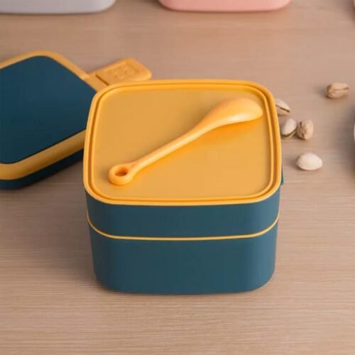 03_250dd199-2619-43e2-aac8-9d2eaf031799.jpg Blue Double-Layer Portable Bento Lunch Box – Stackable with Handle & Spoon