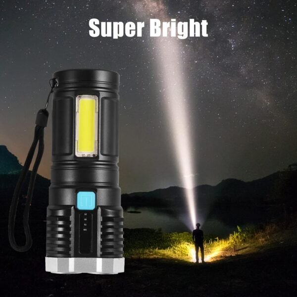 Rechargeable 4-LED Torch Light with 800 Lumens for Outdoor Use