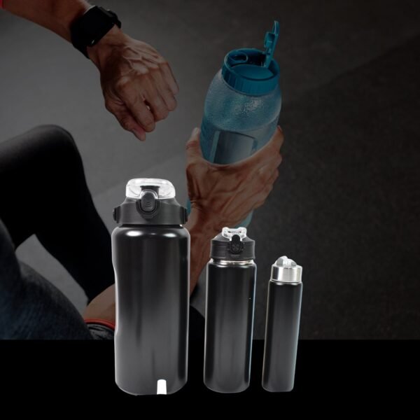 3 in 1 Stainless Steel Insulated Water Bottle – Double Wall Vacuum (3 Pcs Set)