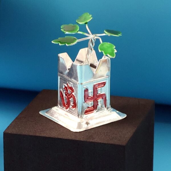 03_29e5da3f-51ee-4fcc-810f-2ead2965bc52.jpg Tulsi Plant Miniature Idol with Mandir Kalash Base - (1 Pc)