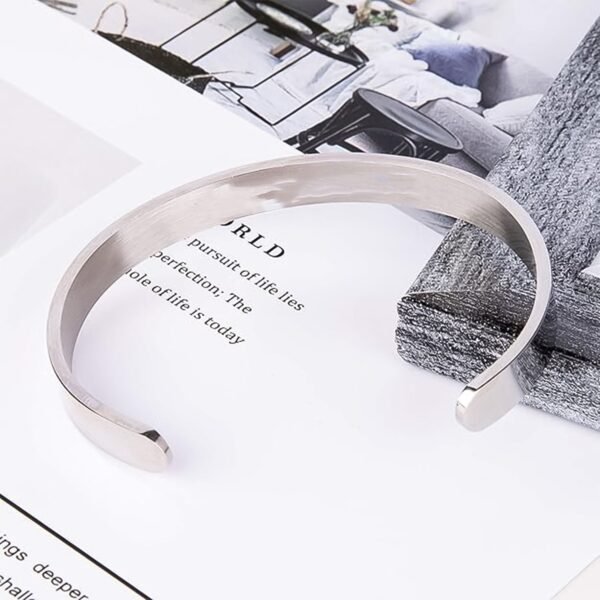 Minimalist Polished Open-Ended Silver-Tone Stainless Steel Kada (1 Pc)
