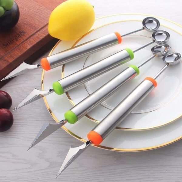 Multifunctional 2 1 Melon Baller - Stainless Steel Dig Scoop Fruit Carving Knife