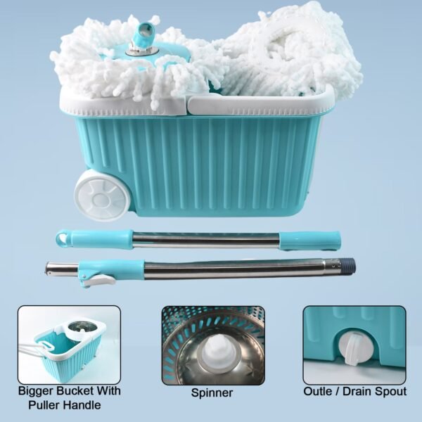 Apex Magic 360° Spin Mop Cleaning System with Stainless Steel Spinner