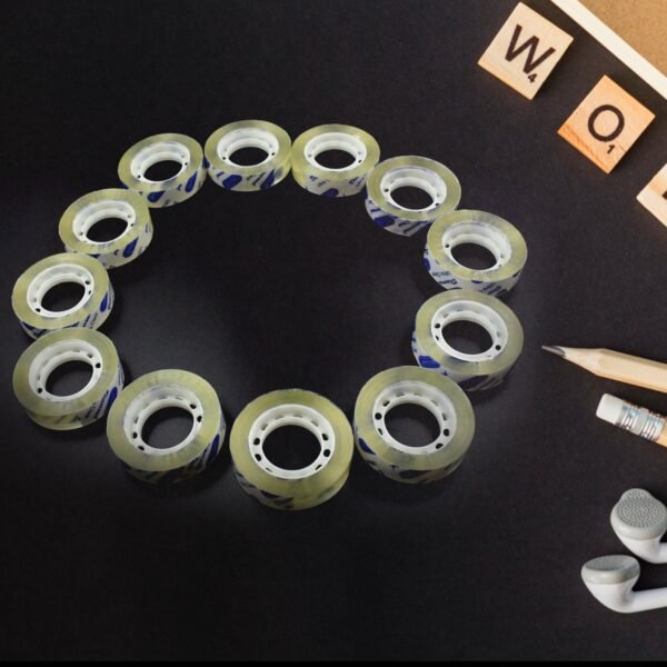 Transparent Tape Refills, Tape for Office, Home, School -1.2cm X 30 Meter Per Roll (12 Pc Set)