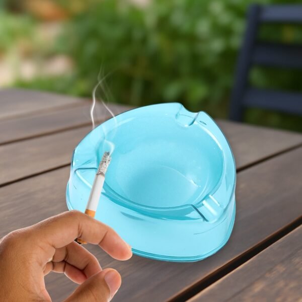 Heavy-Duty Transparent Plastic Ashtray with Triple Rest Slots (1 Pc)