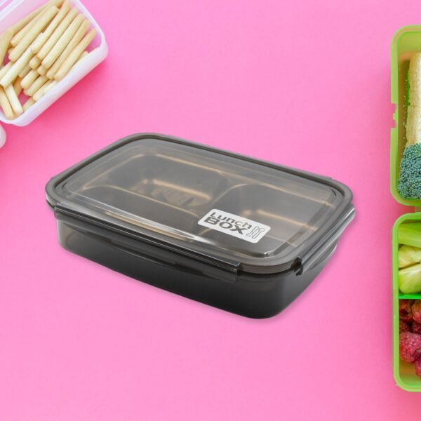 Black Transparent 4 Compartment Lunch Box for Kids and adults For Office, Travel, School