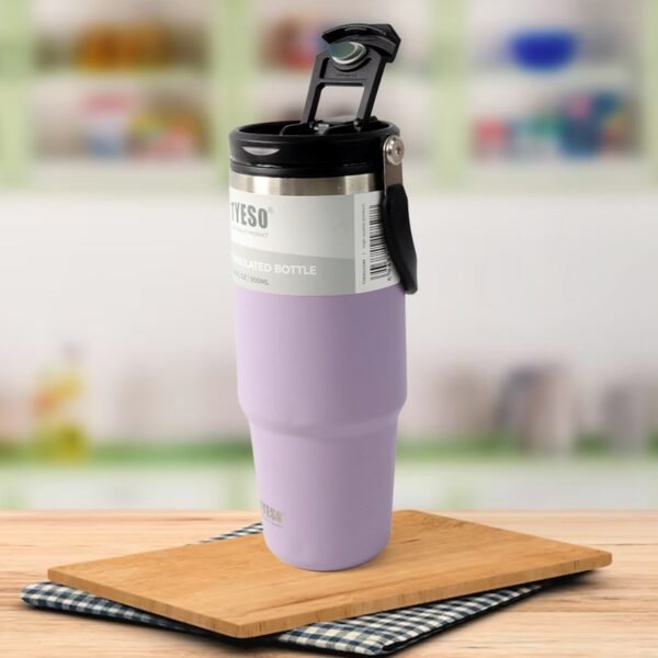 Stainless Steel Vacuum Insulated Coffee Mug with Straw & Tumbler (900 ml)