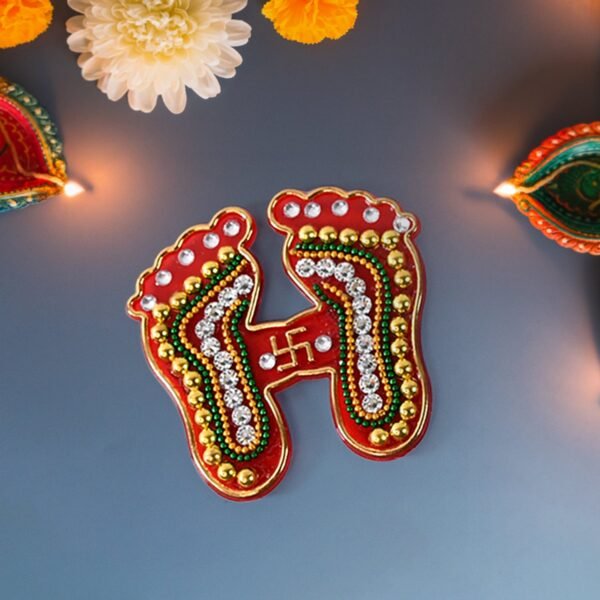 Decorative Laxmi Charan Paduka Sticker Set (Pack of 2 Pc)