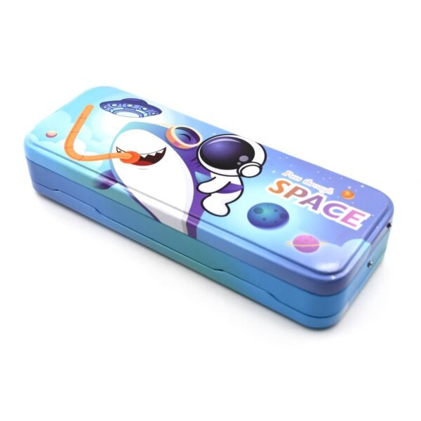 Metal Pencil Box, Pencil Case Double Compartment Compass Box