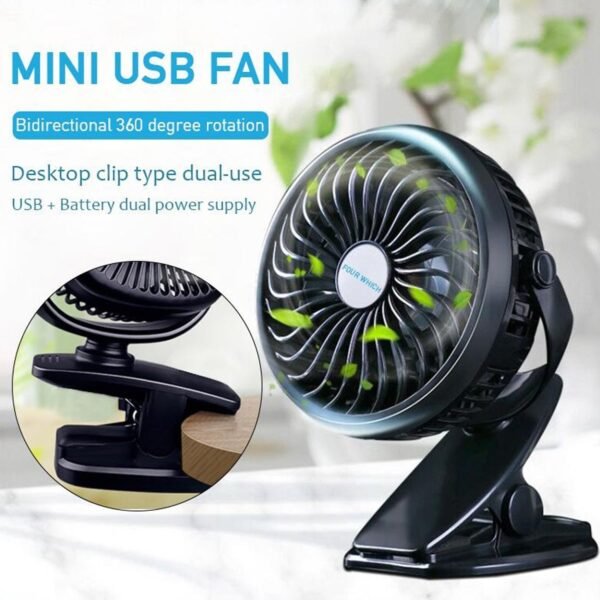 Mini USB Clip Fan – Portable Cooling Fan for Rooms (Battery Not Included)