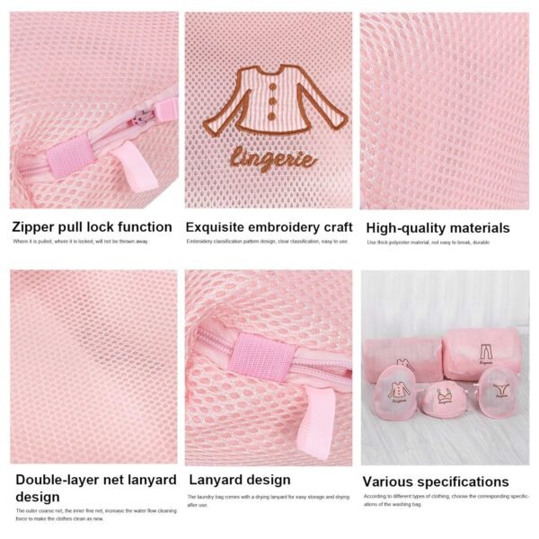 Zippered Mesh Laundry Wash Bags for Delicates & Lingerie (5 Pc Set)