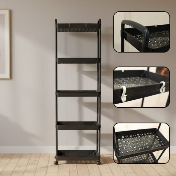 5 Layer Multipurpose Rolling Storage Rack (1 Pc)