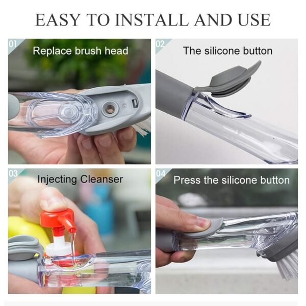 Multipurpose Dish Scrub Brush with Built-In Soap Dispenser (1 Pc)