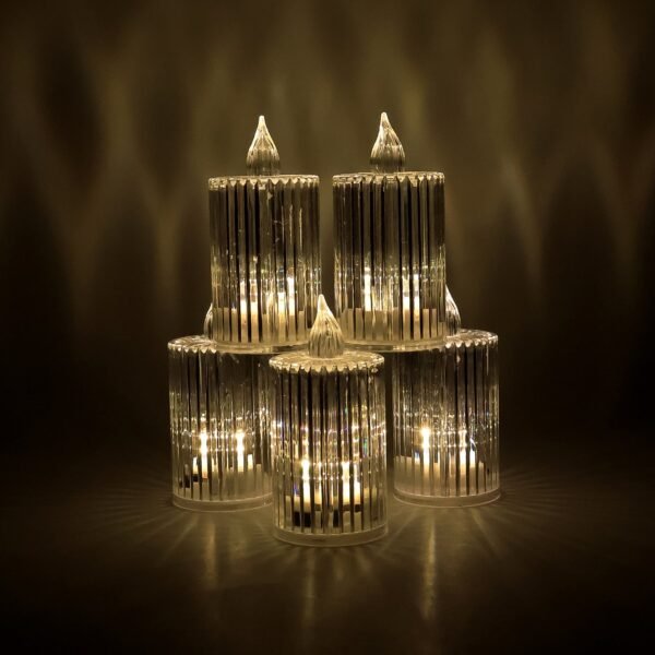 Premium Crystal Effect LED Flameless Candle Lights (5 Pc)