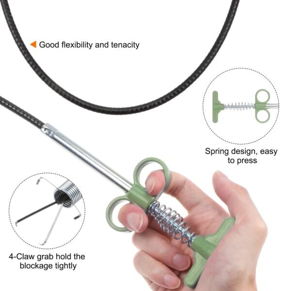 Flexible Spring Drain Cleaning Tool with Hand Grip (1 Pc / 157 Cm)