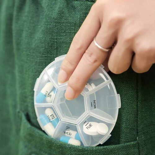 7-Sided Portable Pill Box Medicine Planner Small case