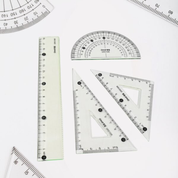 4-Piece Geometry Set, Triangle Ruler Protractor Straight Ruler