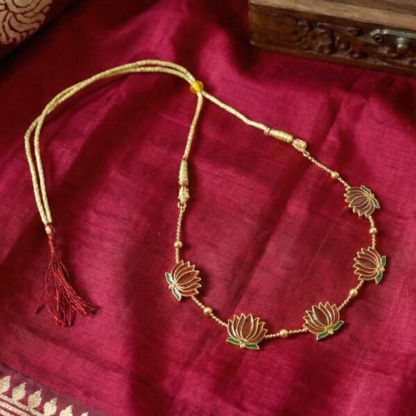 03_4b81055a-0873-4221-9bbc-e69c97b9dc41.jpg Traditional Lotus Design Necklace with Stud Earrings Set (1 Set)