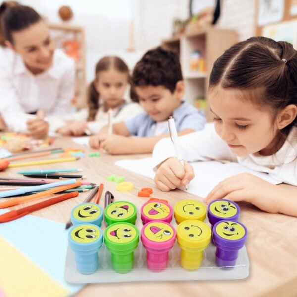 Emoticon Stamps 10 pieces in Round Shape Stamp (Multicolor / 10 Pc)