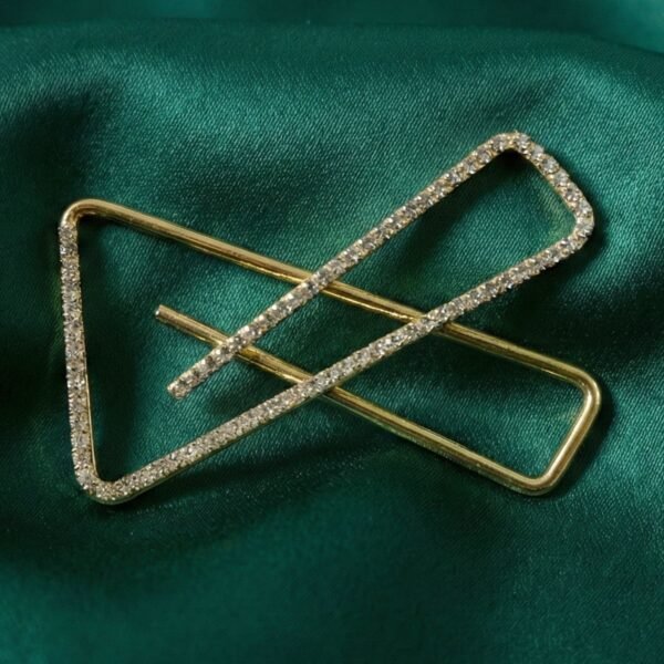 Premium Golden Crystal Triangle Saree Safety Pin Brooch (1 Pc)