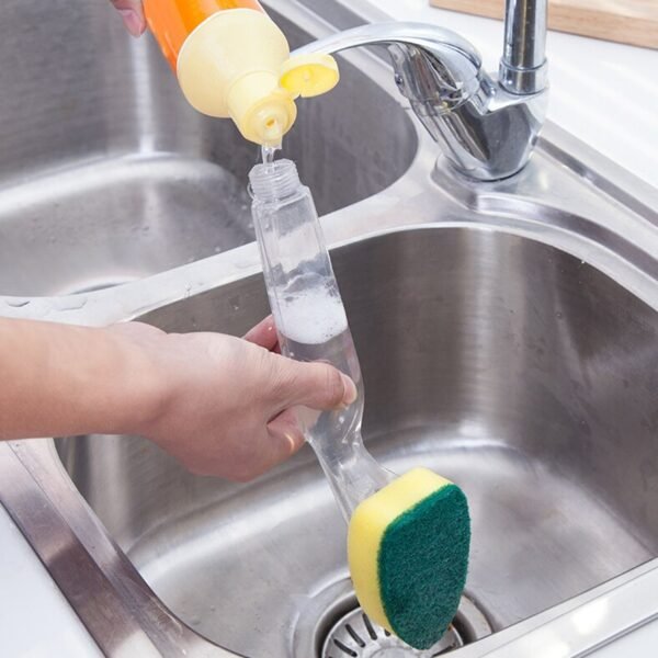 Liquid Dispensing Scrub for Washing and Cleaning Utensils and Kitchen