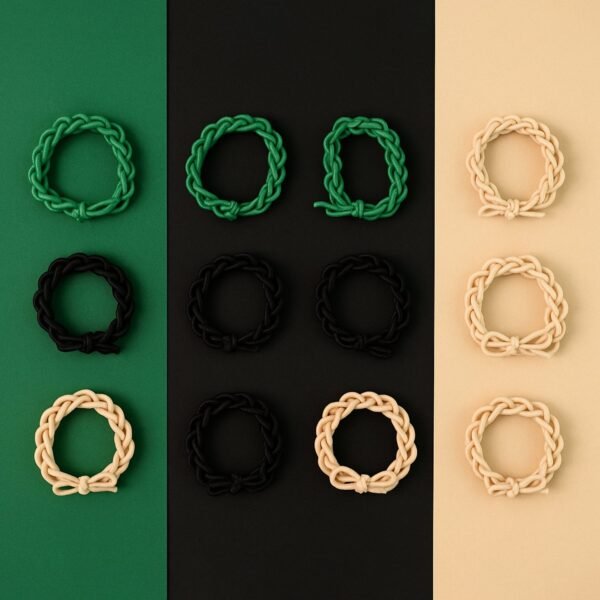 Braided Elastic Hair Bands Set (12 Pc)