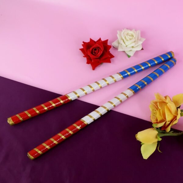 Traditional Decorative Dandiya Sticks Pair for Navratri, Garba (2 Pc)