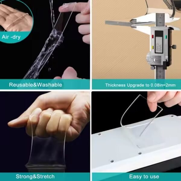 Sticky Double Sided Tape Washable Adhesive Tape Reusable (5.5×3 Cm / 1 Pc)