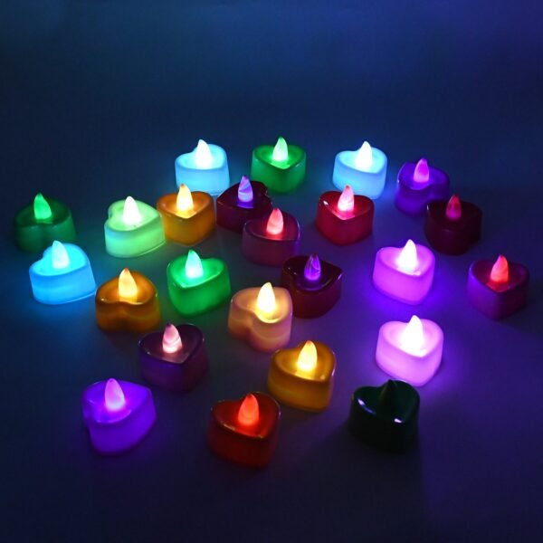 Heart Shape Battery Operated Tea Light LED Candles, Decoration Diwali (24 Pc Set)