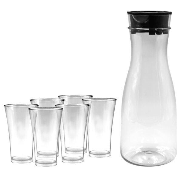 Transparent Unbreakable Water Juicy Jug and 6 Pcs. Glass Combo Set