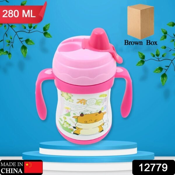 Vacuum Stainless Steel Water Bottle With Carry Handle & Straw Fridge Water Bottle Double Wall, Leak Proof, Rust Proof, Cold & Hot | Leak Proof | Office Bottle | Gym | Home | Kitchen | Hiking | Trekking | Travel Bottle, Tumbler (280 ML)