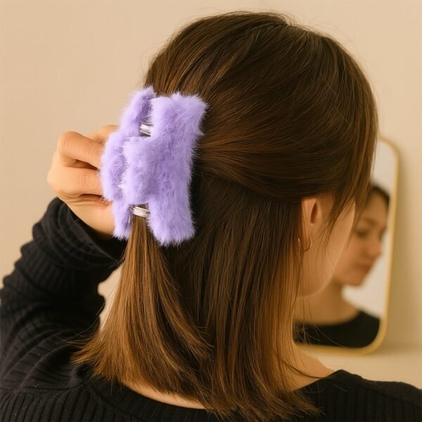03_679cfe22-01d2-4870-ab5f-5ca7e4a51da1.jpg Soft Velvet Furry Hair Clutcher Clips Set (12 Pc)