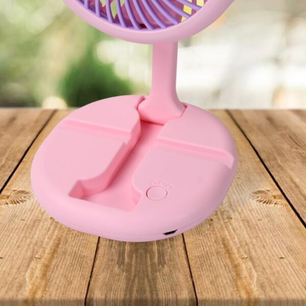 USB Rechargeable Portable Fan with LED Light – Heavy-Duty Foldable Fan