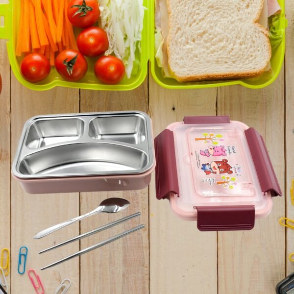 Kids Lunch Box with Steel Spoon & Chopsticks – Food-Safe & Durable
