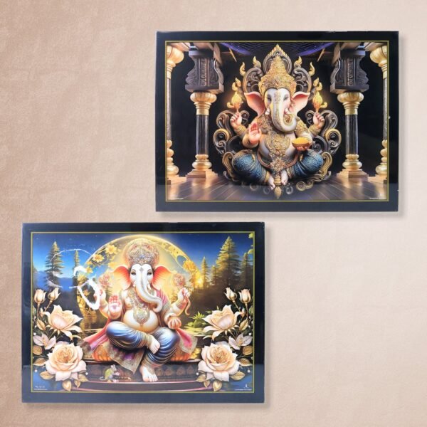 03_6ec92107-f330-4cb4-8709-15d1b502364b.jpg Divine Lord Ganesha Wall Painting Wooden Frame Mix Design, 60x45 Cm Approx (1 Pc)
