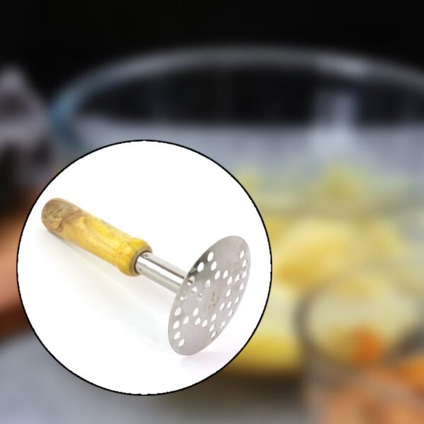 Stainless Steel Potato Masher, Pav Bhaji Masher with wooden handle