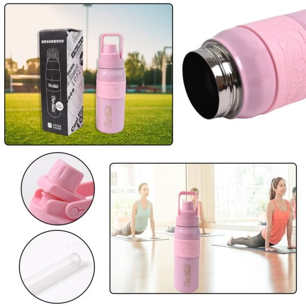 Stainless Steel Vacuum Insulated Water Bottle WIth Straw (550ml)