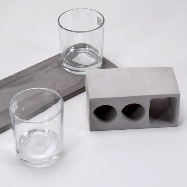 2 Wine Glasses & Marble Holder - Attractive Design for Hotels & Cafes