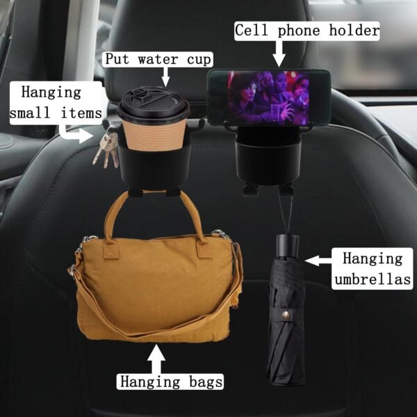 3-in-1 Car Headrest Backseat Organizer with Phone Holder & Hooks for Travel