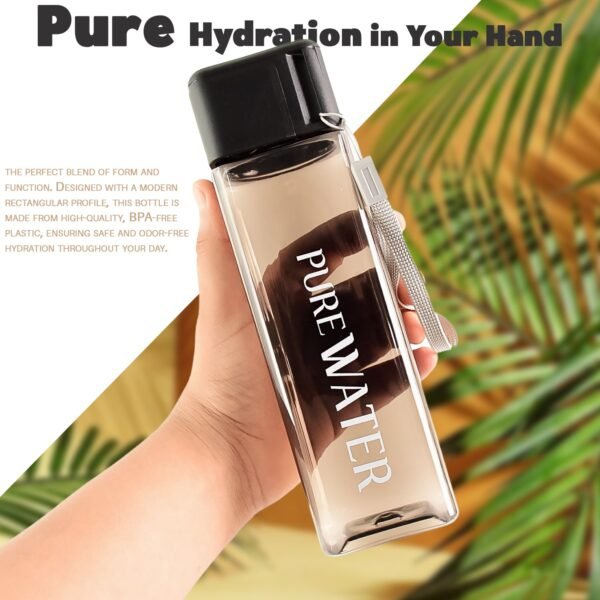 Premium 450ml Square Shape Plastic Water Bottle (1 Pc)