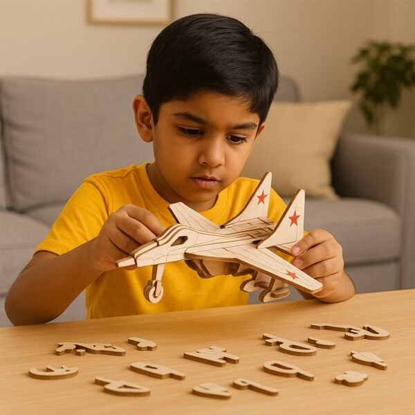 3D Wooden Fighter Jet Puzzle DIY Assembly Kit