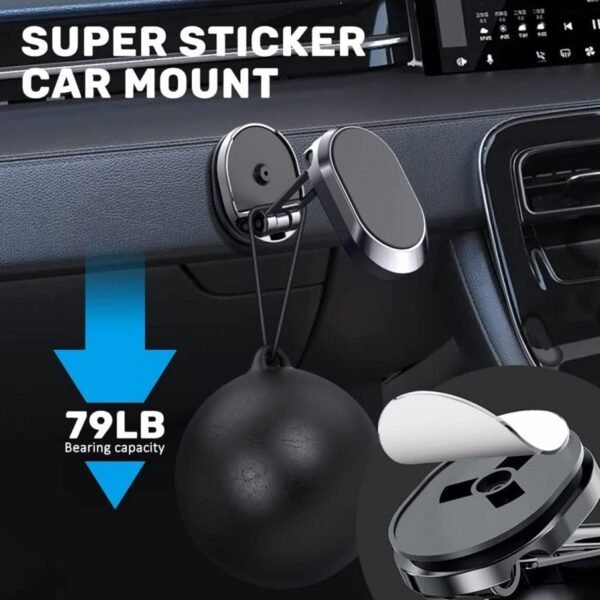360° Rotating Magnetic Car Phone Holder in Metal (1 Pc, Folding)