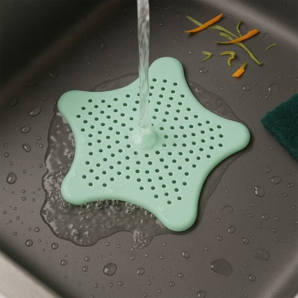 Mint Green Silicone Star Shaped Sink Filter Bathroom Hair Catcher Drain Strainers